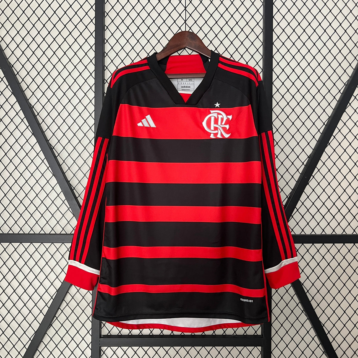 Camisa Manga Longa Flamengo I 24/25 - Adidas - Vermelho e Preto