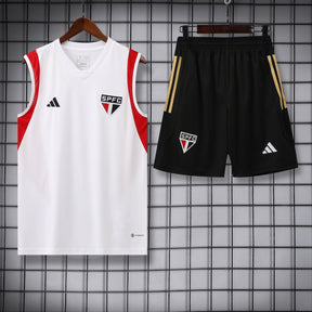 Kit Treino São Paulo 23/24 Adidas - Branco e Preto