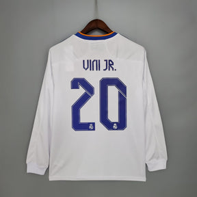 Camisa Manga Longa Real Madrid [UEFA Champions League - VINI JR. #20] 21/22 Adidas - Branco