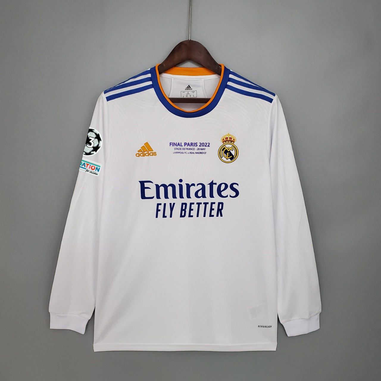 Camisa Manga Longa Real Madrid [UEFA Champions League - VINI JR. #20] 21/22 Adidas - Branco